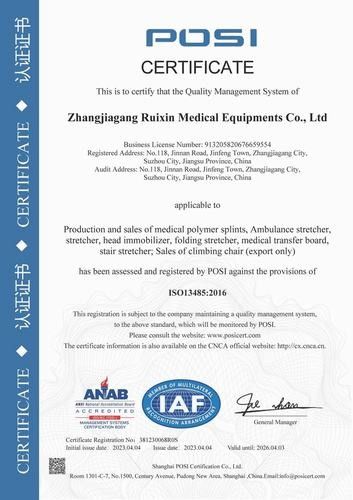 중국 Zhangjiagang Ruixin Medical Equipment Co., Ltd. 인증